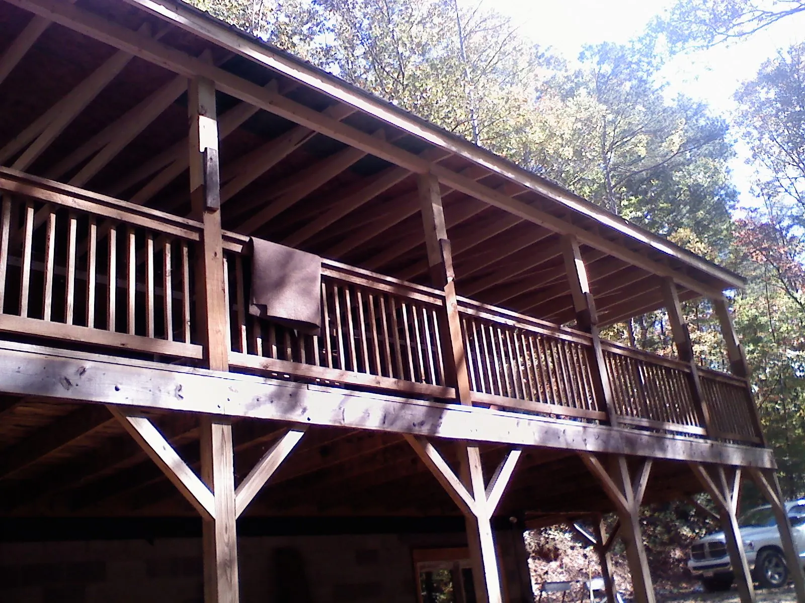 Timber framing under a new elevated porch and deck — Roof Leak Repair in Ridgefield Park by Roofing Brothers